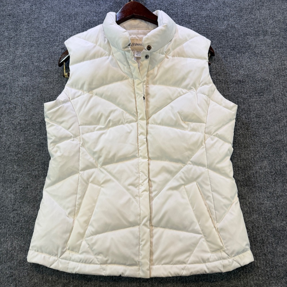 St. John's Bay Puffer Vest Down Feather White Small Gorpcore